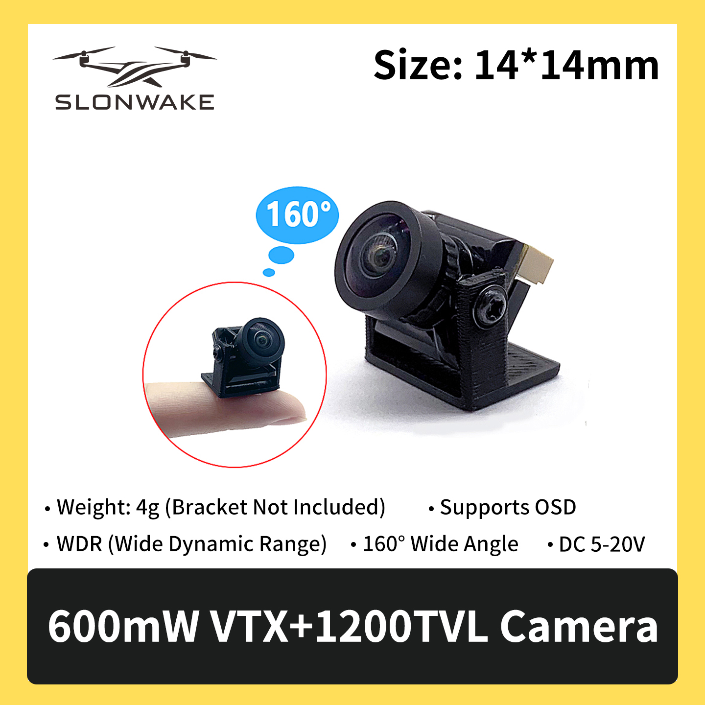SLONWAKE 5.8G 600mW 7-24V FPV  – Drone Camera recenzja i cena