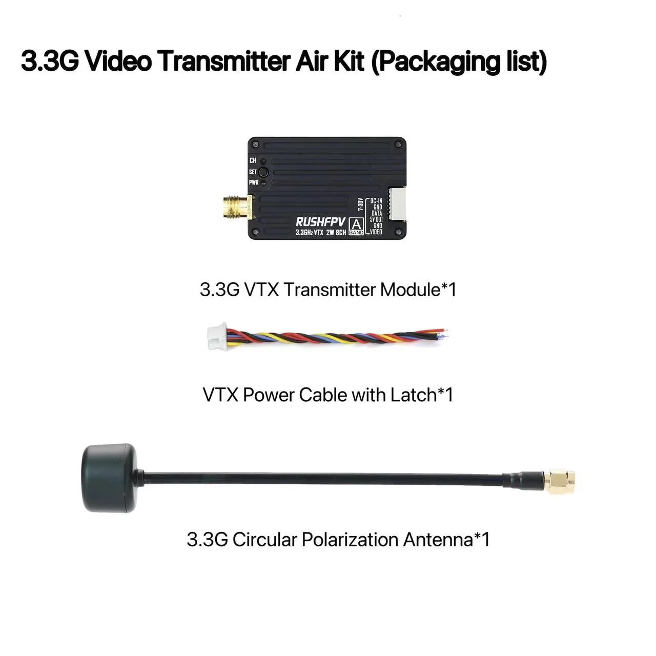 RUSHFPV 3.3G 2W VTX Transmitte – Drone Antenna recenzja i cena