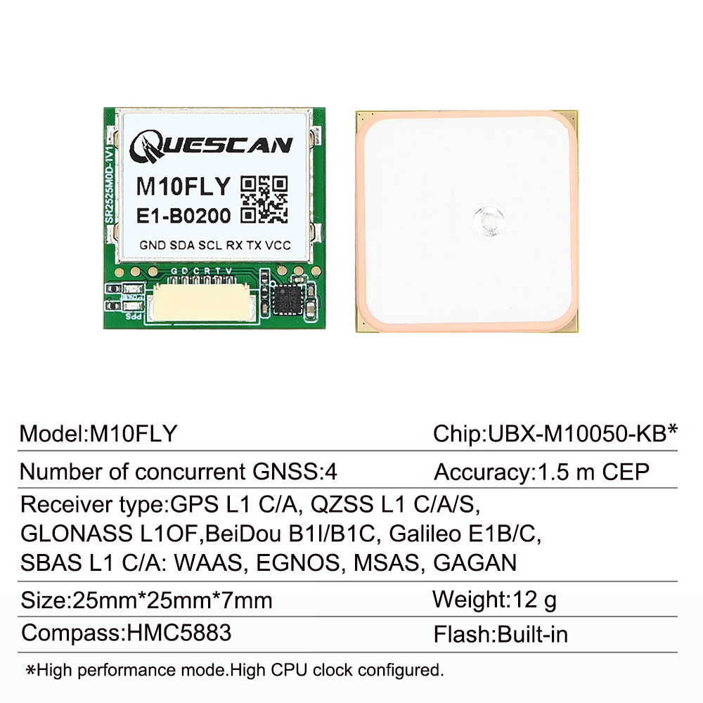 Quescan 25mm*25mm M10FLY 10Hz  – Drone Gps Module recenzja i cena