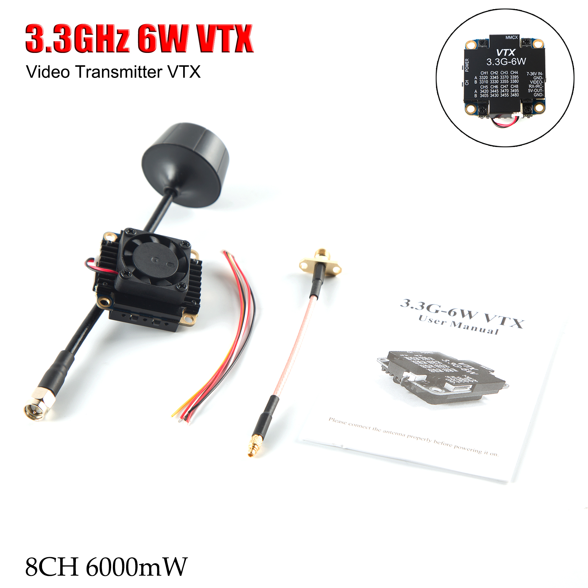 FPV Video Transmitter 3.3G 6W  – Drone Transmitter recenzja i cena