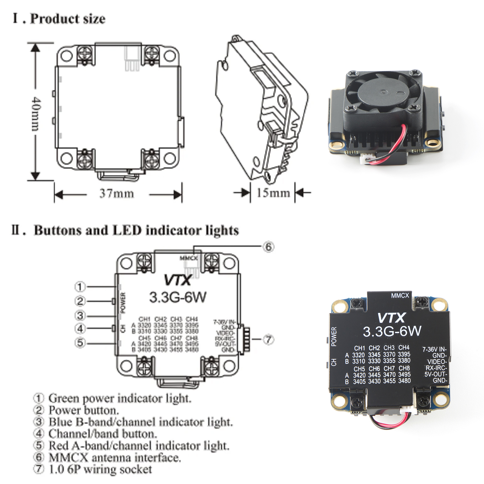 FPV Video Transmitter 3.3G 6W  – Drone Transmitter recenzja i cena